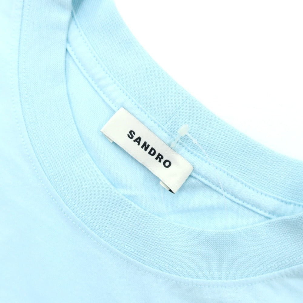 【SALE30%OFF/返品不可】【中古】【未使用】サンドロ sandro コットン ラバープリント クルーネック 半袖Ｔシャツ ライトブルー【 サイズS 】【 状態ランクS 】【 メンズ 】