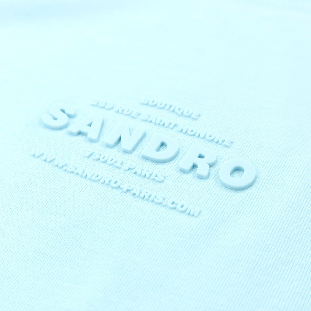 【SALE30%OFF/返品不可】【中古】【未使用】サンドロ sandro コットン ラバープリント クルーネック 半袖Ｔシャツ ライトブルー【 サイズS 】【 状態ランクS 】【 メンズ 】