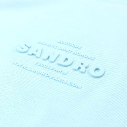 【SALE30%OFF/返品不可】【中古】【未使用】サンドロ sandro コットン ラバープリント クルーネック 半袖Ｔシャツ ライトブルー【 サイズS 】【 状態ランクS 】【 メンズ 】