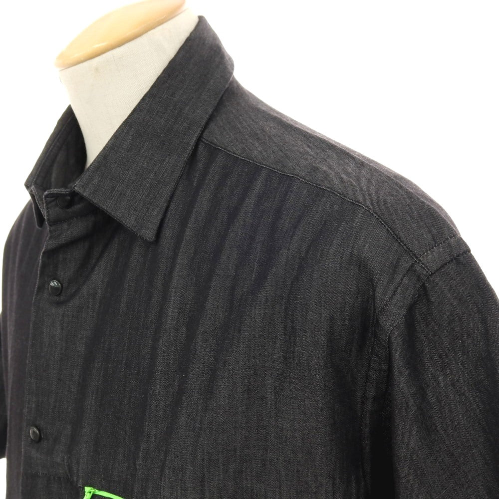 【中古】エンポリオ アルマーニ EMPORIO ARMANI コットン オーバーフィット 半袖シャツ ブラックxネオングリーン【サイズS】【 状態ランクB 】【 メンズ 】