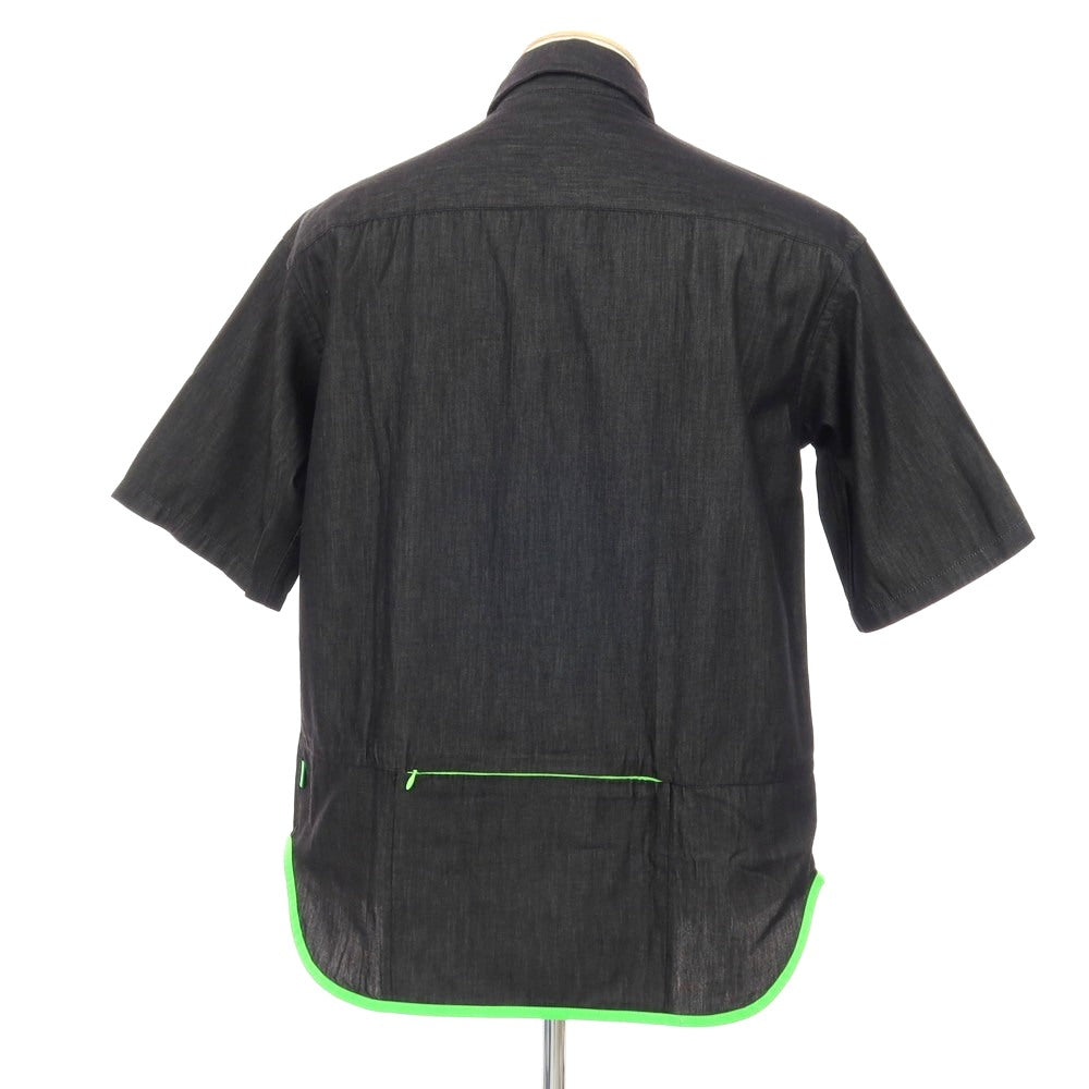 【中古】エンポリオ アルマーニ EMPORIO ARMANI コットン オーバーフィット 半袖シャツ ブラックxネオングリーン【サイズS】【 状態ランクB 】【 メンズ 】