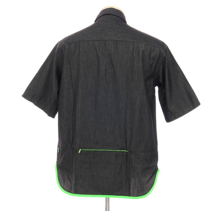 【中古】エンポリオ アルマーニ EMPORIO ARMANI コットン オーバーフィット 半袖シャツ ブラックxネオングリーン【サイズS】【 状態ランクB 】【 メンズ 】