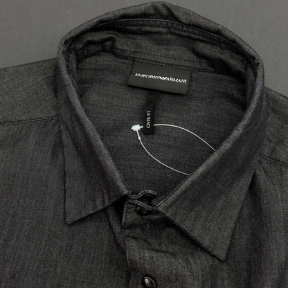 【中古】エンポリオ アルマーニ EMPORIO ARMANI コットン オーバーフィット 半袖シャツ ブラックxネオングリーン【サイズS】【 状態ランクB 】【 メンズ 】