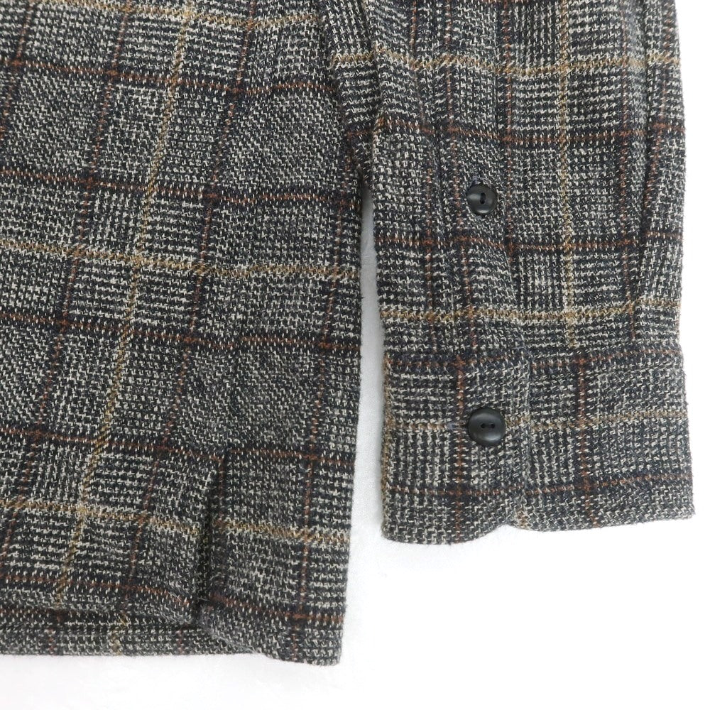 【中古】モヒート MOJITO コットン チェック オープンカラー カジュアルシャツ グレー系xブラウン【 M 】【 状態ランクB 】【 メンズ 】