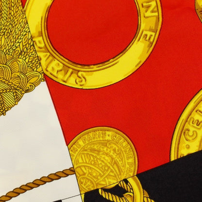 【中古】セリーヌ CELINE シルク スカーフ ブラックxホワイト【 状態ランクB 】【 ユニセックス 】