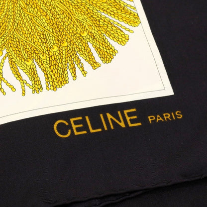 【中古】セリーヌ CELINE シルク スカーフ ブラックxホワイト【 状態ランクB 】【 ユニセックス 】