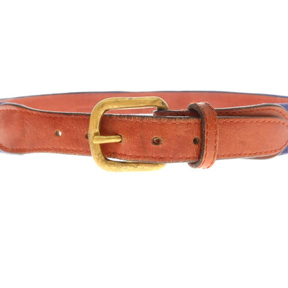 【中古】スマザーズ&amp;ブランソン Smathers&amp;Branson レザー×キャンバス ベルト ネイビーxブラウン【 32 】【 状態ランクC 】【 メンズ 】