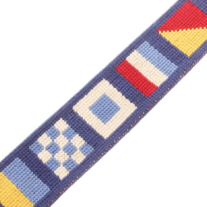 【中古】スマザーズ&amp;ブランソン Smathers&amp;Branson レザー×キャンバス ベルト ネイビーxブラウン【 32 】【 状態ランクC 】【 メンズ 】