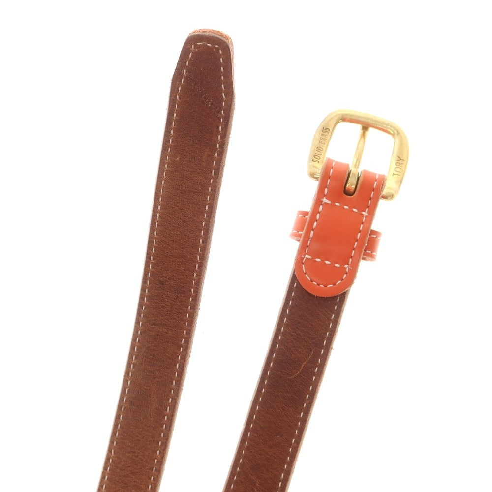 【中古】トリーレザー TORY LEATHER ブライドルレザー ベルト オレンジ【 32 】【 状態ランクC 】【 メンズ 】
