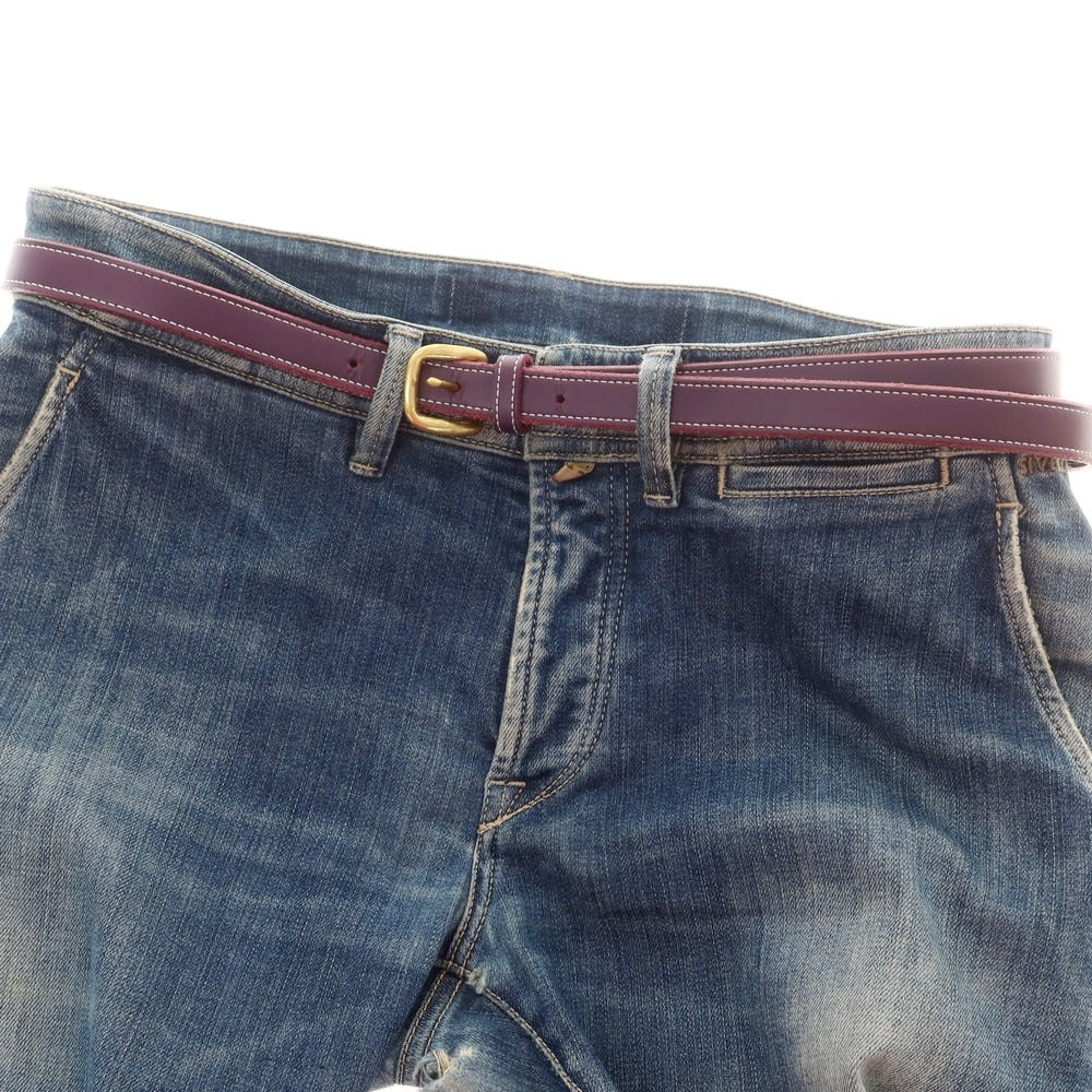 【中古】トリーレザー TORY LEATHER ブライドルレザー ベルト パープル【 34 】【 状態ランクC 】【 メンズ 】