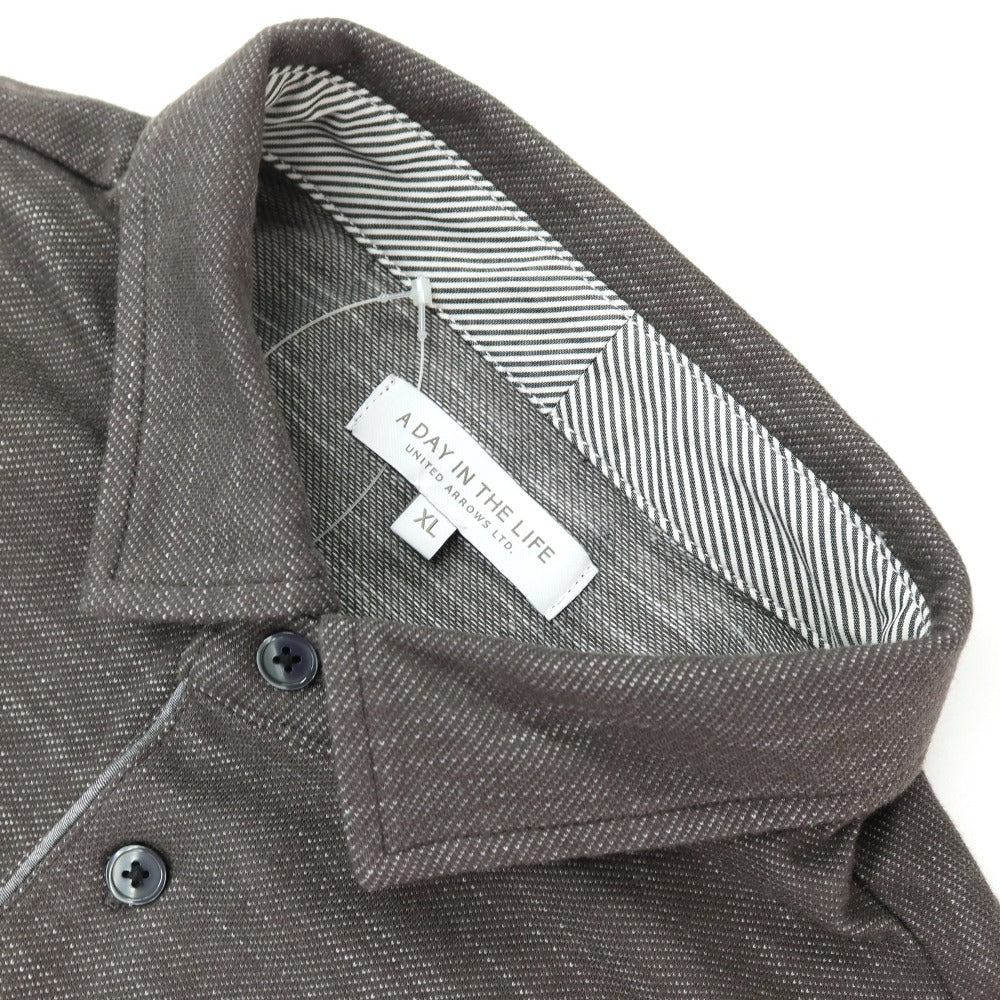 【中古】ア デイ イン ザ ライフ ユナイテッドアローズ a day in the life united arrows コットンポリエステルポリウレタン 半袖ポロシャツ グレーブラウン【サイズXL】【 状態ランクB 】【 メンズ 】