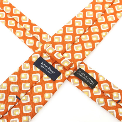 【中古】ロバート フレイザー ROBERT FRASER シルク 小紋柄ネクタイ オレンジ【 状態ランクA 】【 メンズ 】