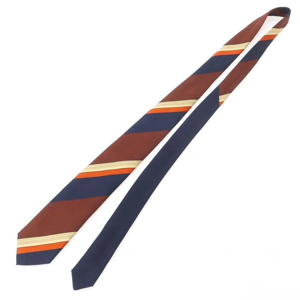 【中古】フランコバッシ FRANCO BASSI シルク ストライプ柄ネクタイ ネイビーxブラウン【 状態ランクB 】【 メンズ 】