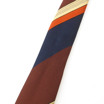 【中古】フランコバッシ FRANCO BASSI シルク ストライプ柄ネクタイ ネイビーxブラウン【 状態ランクB 】【 メンズ 】