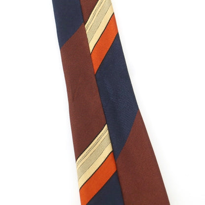 【中古】フランコバッシ FRANCO BASSI シルク ストライプ柄ネクタイ ネイビーxブラウン【 状態ランクB 】【 メンズ 】