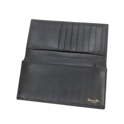 【中古】クリスチャンディオール Christian Dior レザー 二つ折り 長財布 ブラック【 状態ランクC 】【 メンズ 】