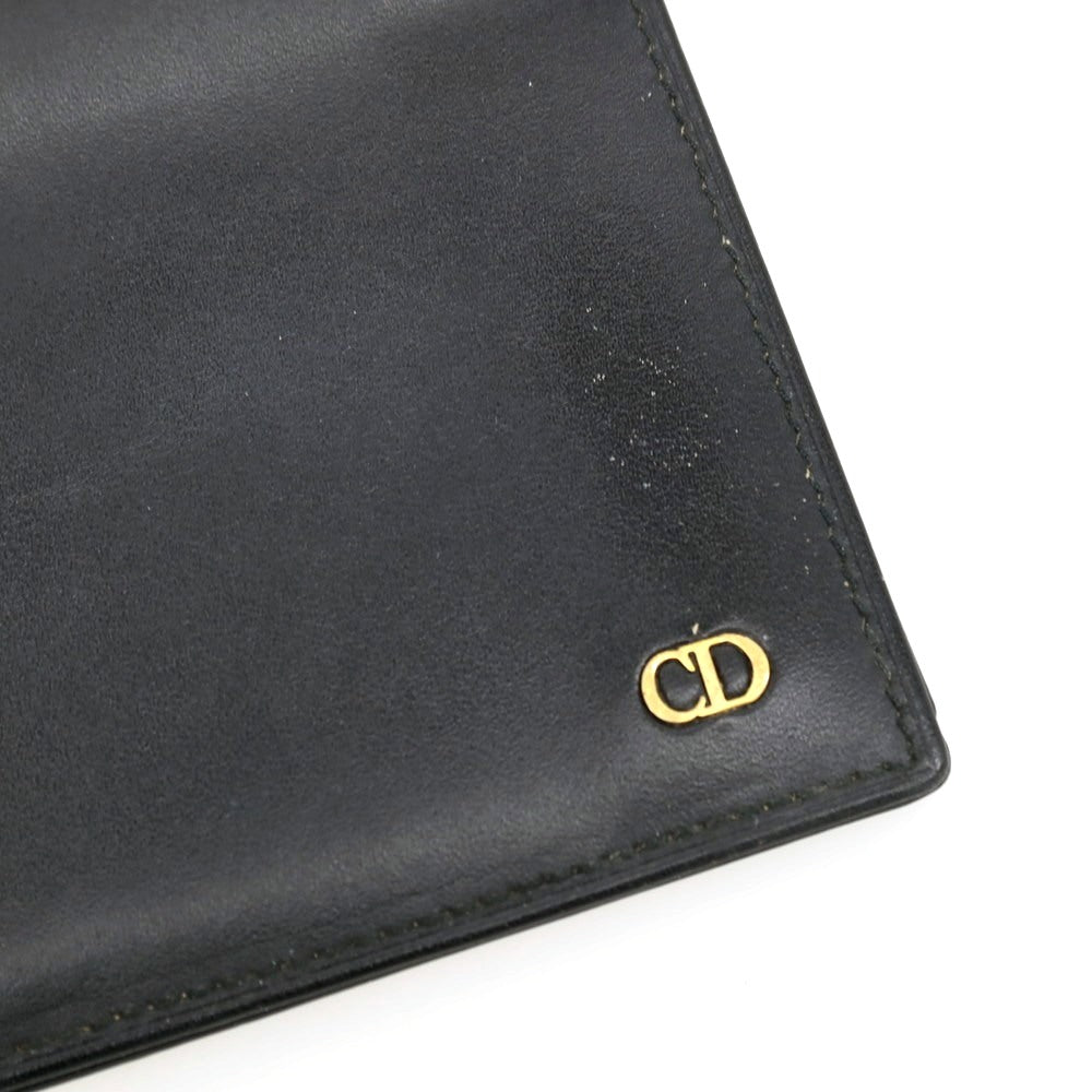 【中古】クリスチャンディオール Christian Dior レザー 二つ折り 長財布 ブラック【 状態ランクC 】【 メンズ 】