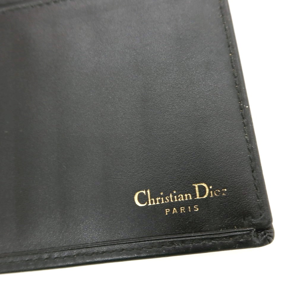 【中古】クリスチャンディオール Christian Dior レザー 二つ折り 長財布 ブラック【 状態ランクC 】【 メンズ 】