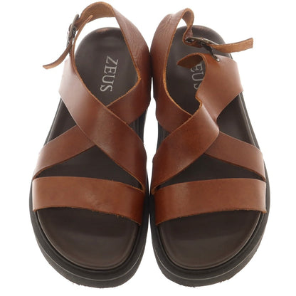 【中古】ゼウス ZEUS レザー サンダル ブラウン【 41 】【 状態ランクC 】【 メンズ 】