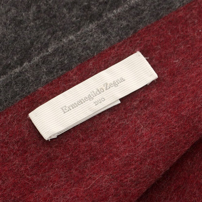 【中古】エルメネジルドゼニア Ermenegildo Zegna カシミヤ マフラー グレーxワインレッド【 状態ランクD 】【 メンズ 】