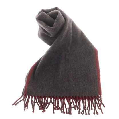 【中古】エルメネジルドゼニア Ermenegildo Zegna カシミヤ マフラー グレーxワインレッド【 状態ランクD 】【 メンズ 】