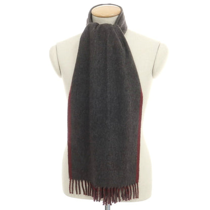 【中古】エルメネジルドゼニア Ermenegildo Zegna カシミヤ マフラー グレーxワインレッド【 状態ランクD 】【 メンズ 】