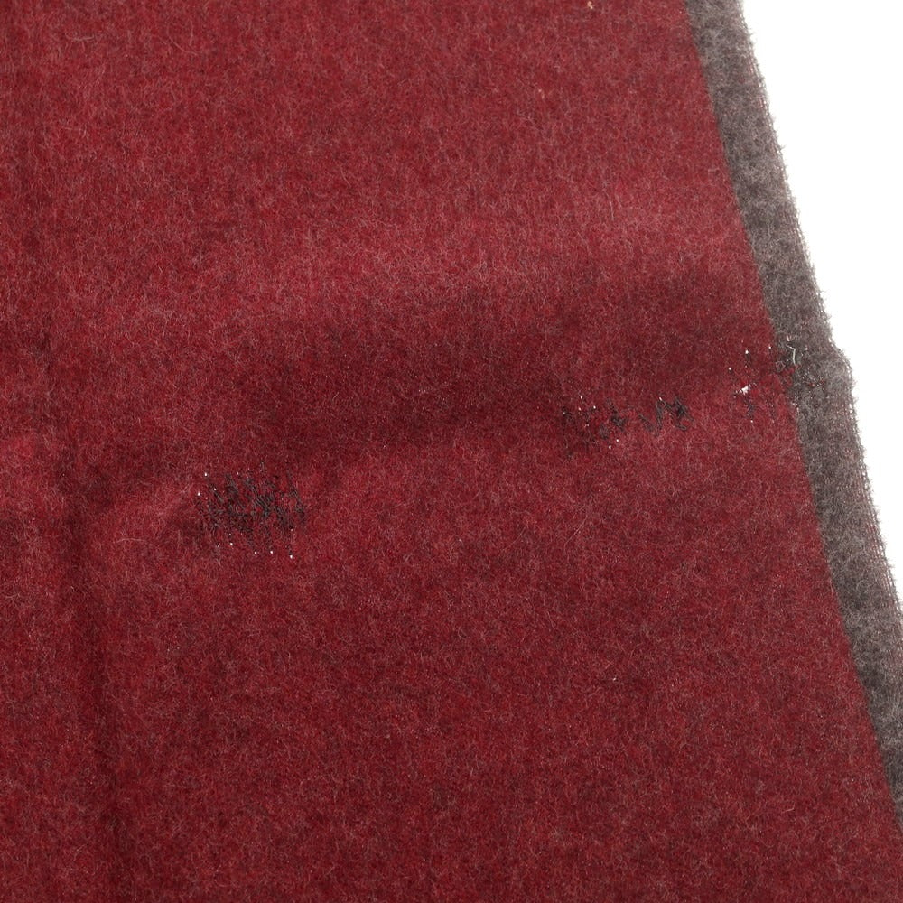 【中古】エルメネジルドゼニア Ermenegildo Zegna カシミヤ マフラー グレーxワインレッド【 状態ランクD 】【 メンズ 】