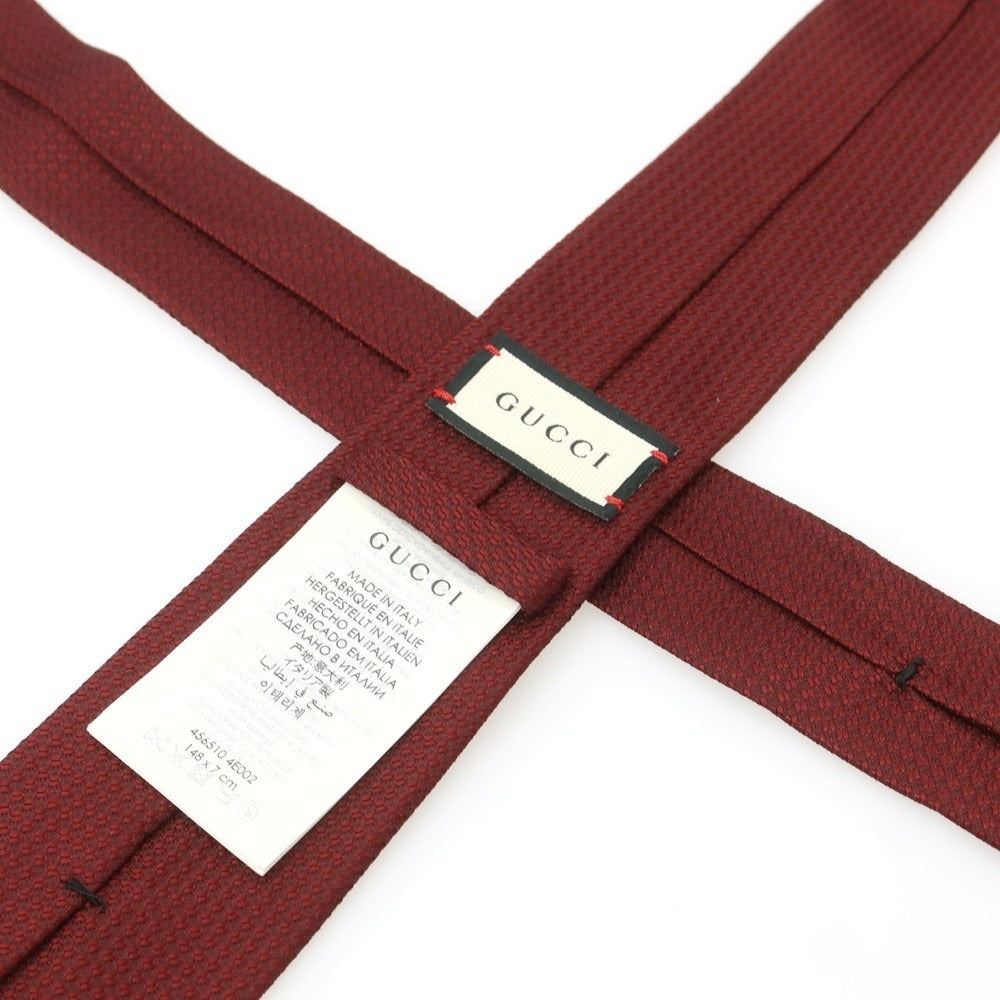 【中古】グッチ GUCCI シルク 無地ネクタイ ワインレッド【 状態ランクA 】【 メンズ 】
