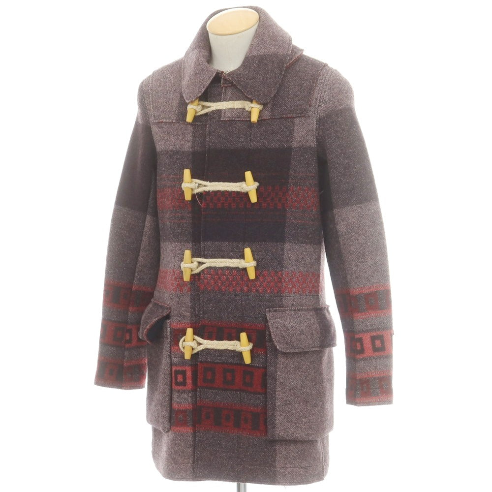 【中古】フェルテッドテーラードガーメンツ FELTED TAILORED GARMENTS ウール ダッフルコート ライトパープル系xレッド【 S 】【 状態ランクA 】【 メンズ 】