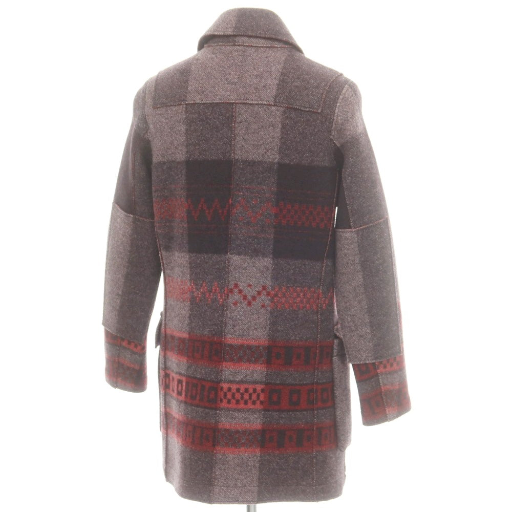 【中古】フェルテッドテーラードガーメンツ FELTED TAILORED GARMENTS ウール ダッフルコート ライトパープル系xレッド【 S 】【 状態ランクA 】【 メンズ 】