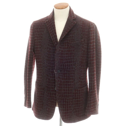 【中古】マウリツィオ バルダサーリ MAURIZIO BALDASSARI ストレッチ ウールポリエステル 3B カジュアルジャケット マルーン系xグレー【 48 】【 状態ランクA 】【 メンズ 】