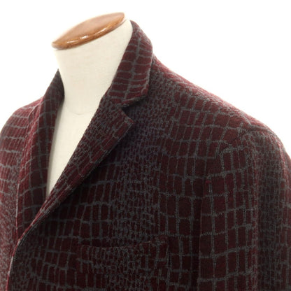 【中古】マウリツィオ バルダサーリ MAURIZIO BALDASSARI ストレッチ ウールポリエステル 3B カジュアルジャケット マルーン系xグレー【 48 】【 状態ランクA 】【 メンズ 】
