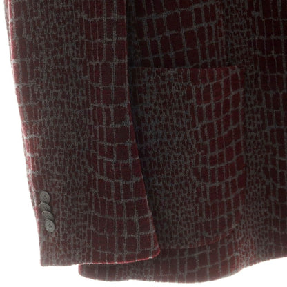 【中古】マウリツィオ バルダサーリ MAURIZIO BALDASSARI ストレッチ ウールポリエステル 3B カジュアルジャケット マルーン系xグレー【 48 】【 状態ランクA 】【 メンズ 】