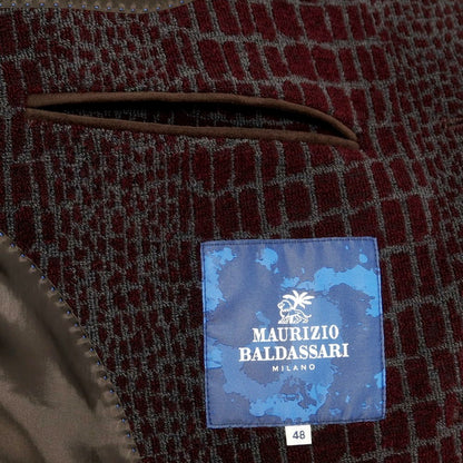 【中古】マウリツィオ バルダサーリ MAURIZIO BALDASSARI ストレッチ ウールポリエステル 3B カジュアルジャケット マルーン系xグレー【 48 】【 状態ランクA 】【 メンズ 】