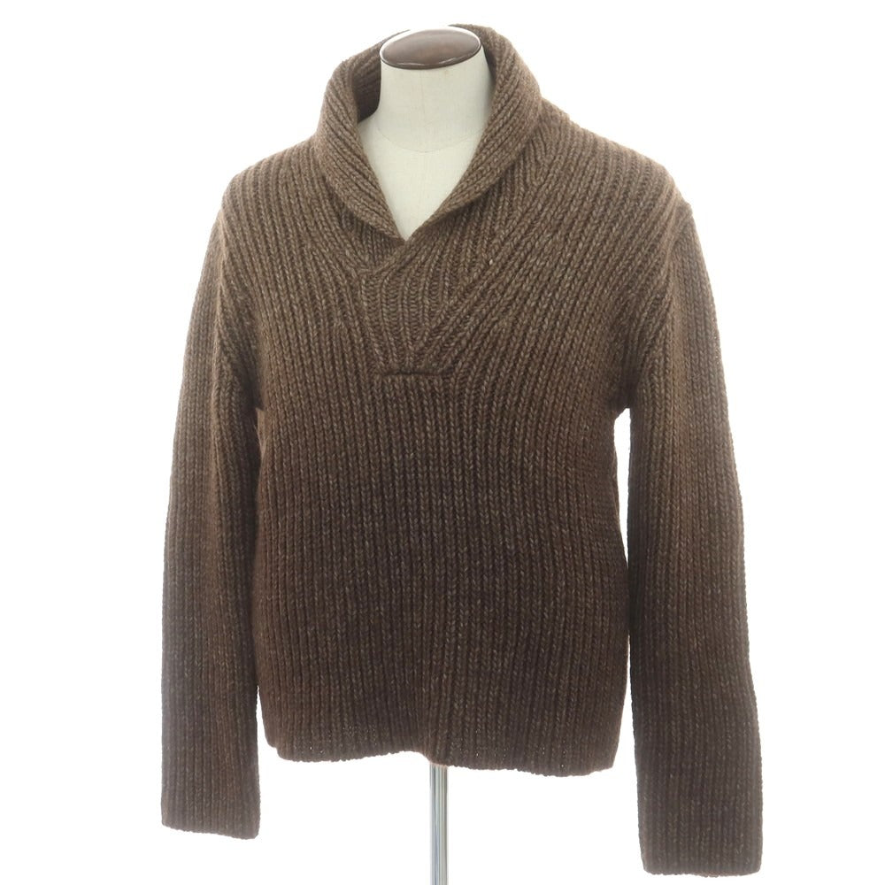 【中古】アルマーニ コレッツォーニ ARMANI COLLEZIONI ローゲージ アルパカ混ウール ショールカラー プルオーバーニット ブラウン【 52 】【 状態ランクA 】【 メンズ 】