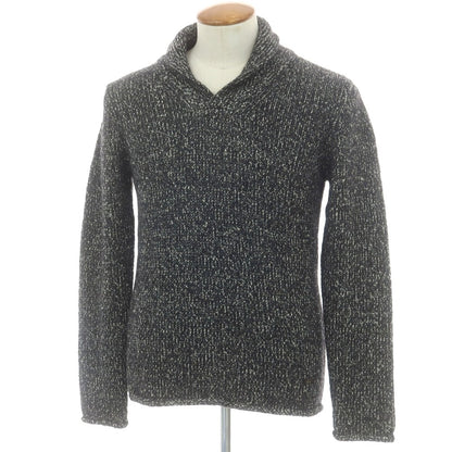 【中古】アルマーニ コレッツォーニ ARMANI COLLEZIONI アルパカウールナイロン ショールカラー プルオーバーニット ブラックxホワイト【 48 】【 状態ランクA 】【 メンズ 】