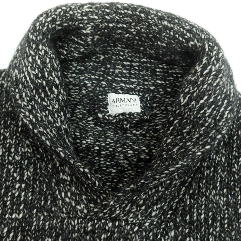【中古】アルマーニ コレッツォーニ ARMANI COLLEZIONI アルパカウールナイロン ショールカラー プルオーバーニット ブラックxホワイト【 48 】【 状態ランクA 】【 メンズ 】