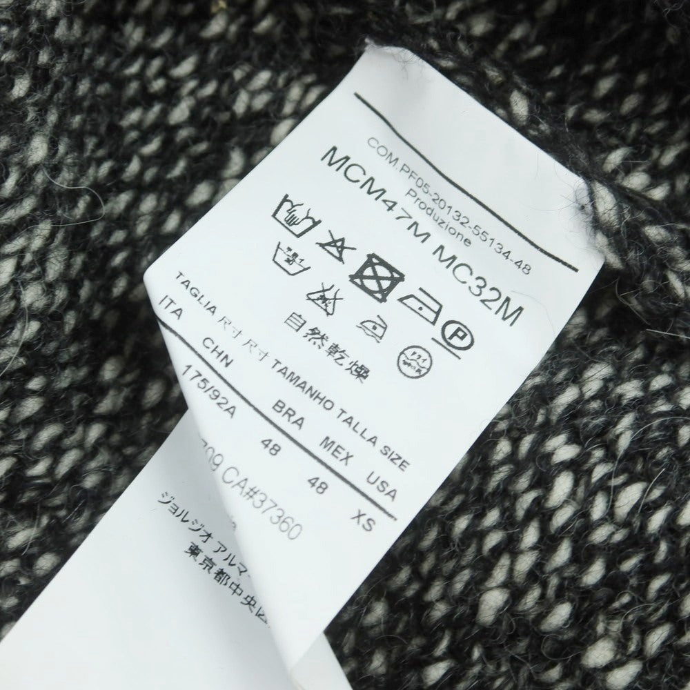 【中古】アルマーニ コレッツォーニ ARMANI COLLEZIONI アルパカウールナイロン ショールカラー プルオーバーニット ブラックxホワイト【 48 】【 状態ランクA 】【 メンズ 】