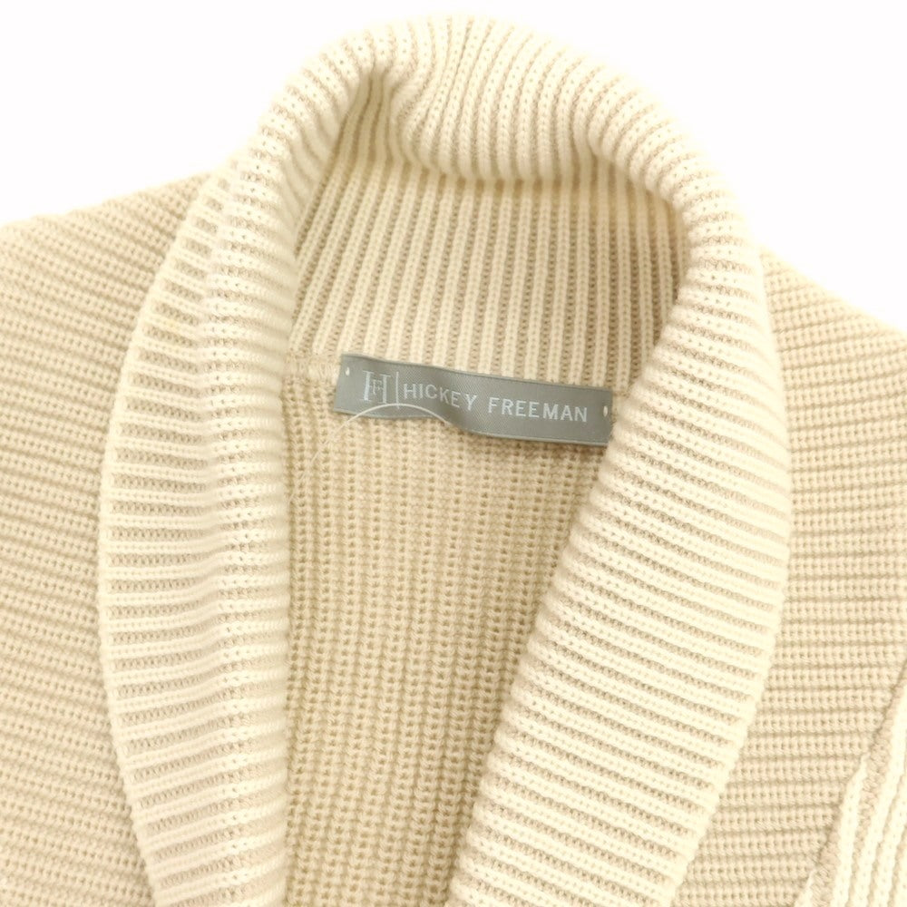【中古】ヒッキーフリーマン HICKEY FREEMAN ウール ショールカラー カーディガン アイボリーxベージュ【 48 】【 状態ランクA 】【 メンズ 】