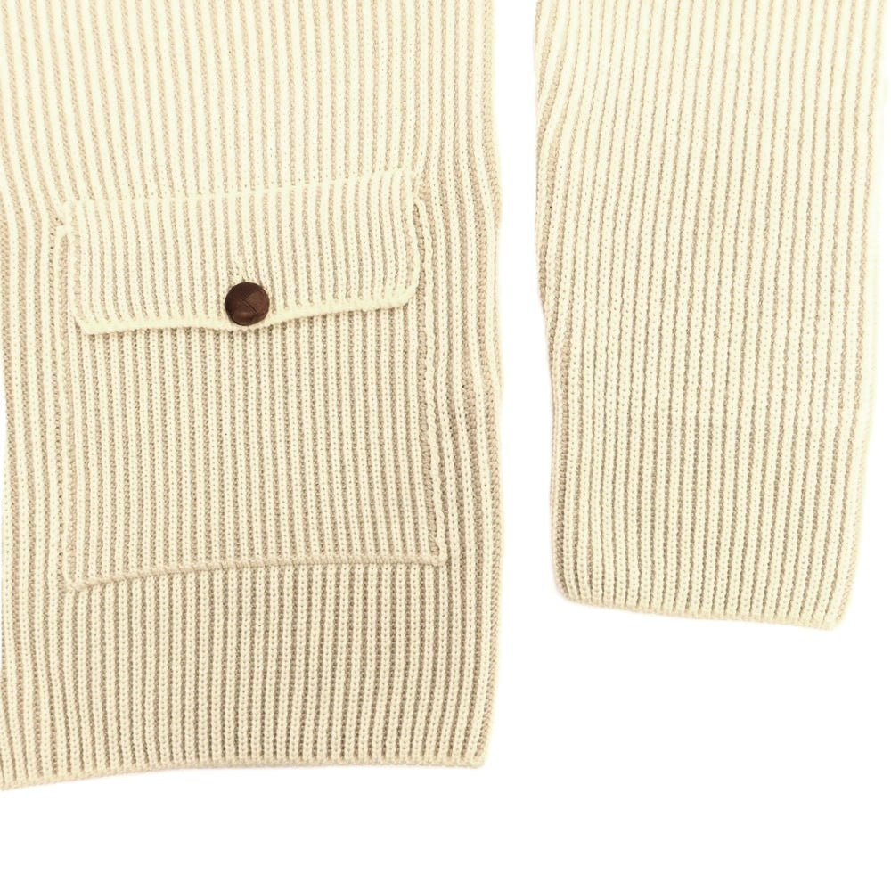 【中古】ヒッキーフリーマン HICKEY FREEMAN ウール ショールカラー カーディガン アイボリーxベージュ【 48 】【 状態ランクA 】【 メンズ 】