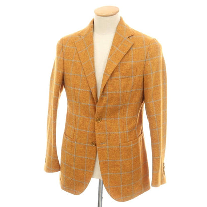 【中古】デペトリロ DE PETRILLO ウール チェック 3B テーラードジャケット オレンジ【 44 Drop8 】【 状態ランクA 】【 メンズ 】