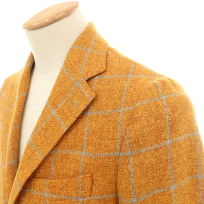 【中古】デペトリロ DE PETRILLO ウール チェック 3B テーラードジャケット オレンジ【 44 Drop8 】【 状態ランクA 】【 メンズ 】