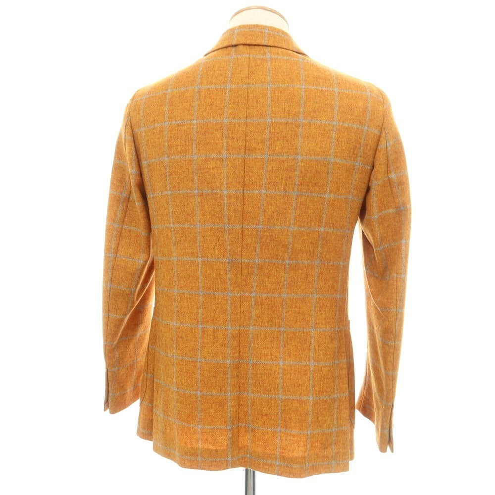 【中古】デペトリロ DE PETRILLO ウール チェック 3B テーラードジャケット オレンジ【 44 Drop8 】【 状態ランクA 】【 メンズ 】