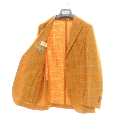 【中古】デペトリロ DE PETRILLO ウール チェック 3B テーラードジャケット オレンジ【 44 Drop8 】【 状態ランクA 】【 メンズ 】