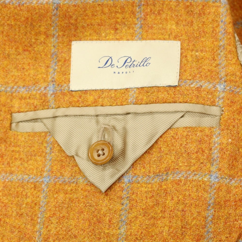 【中古】デペトリロ DE PETRILLO ウール チェック 3B テーラードジャケット オレンジ【 44 Drop8 】【 状態ランクA 】【 メンズ 】