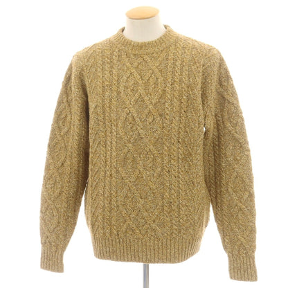 【中古】ケント アンド カーウェン Kent &amp; Curwen ウールシルク クルーネック プルオーバーニット マスタード系xブラウン【 M 】【 状態ランクB 】【 メンズ 】