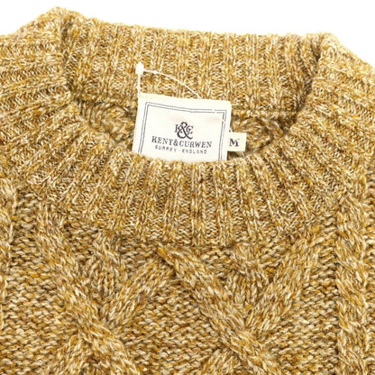 【中古】ケント アンド カーウェン Kent &amp; Curwen ウールシルク クルーネック プルオーバーニット マスタード系xブラウン【 M 】【 状態ランクB 】【 メンズ 】