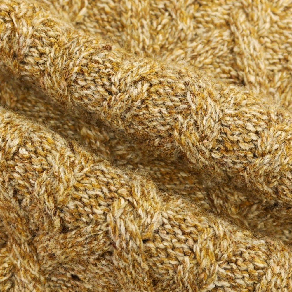 【中古】ケント アンド カーウェン Kent &amp; Curwen ウールシルク クルーネック プルオーバーニット マスタード系xブラウン【 M 】【 状態ランクB 】【 メンズ 】