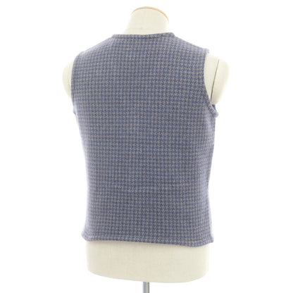 【中古】モルガノ morgano ウールナイロン ハウンドトゥース ジレ ニットベスト ブルーxアッシュブラウン【 44 】【 状態ランクB 】【 メンズ 】