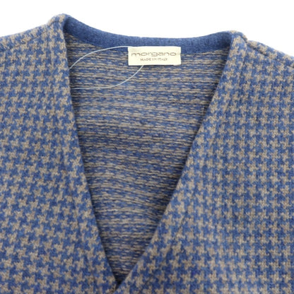 【中古】モルガノ morgano ウールナイロン ハウンドトゥース ジレ ニットベスト ブルーxアッシュブラウン【 44 】【 状態ランクB 】【 メンズ 】
